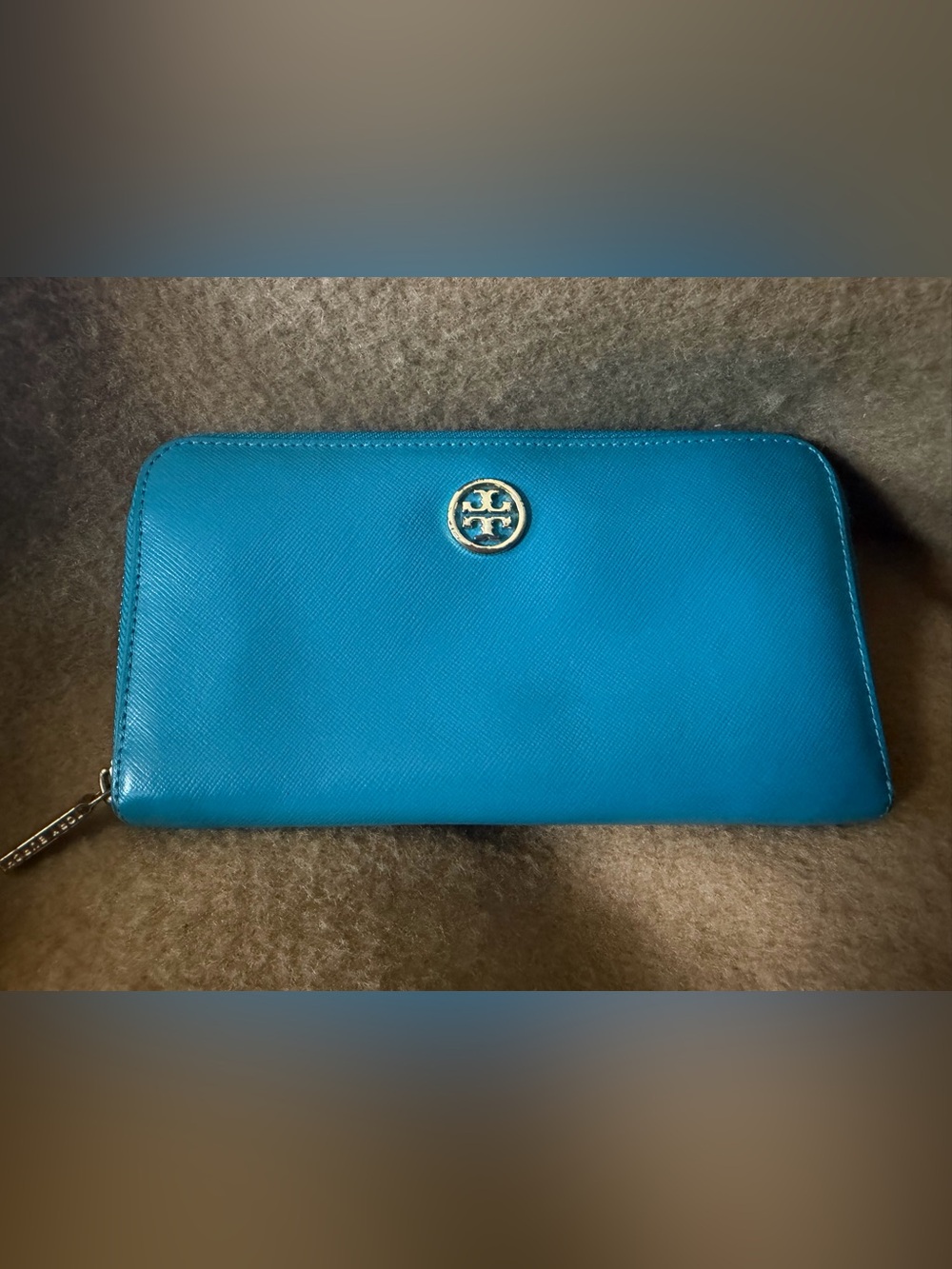 Tory Burch Turquoise Saffiano Leather Continental Wallet